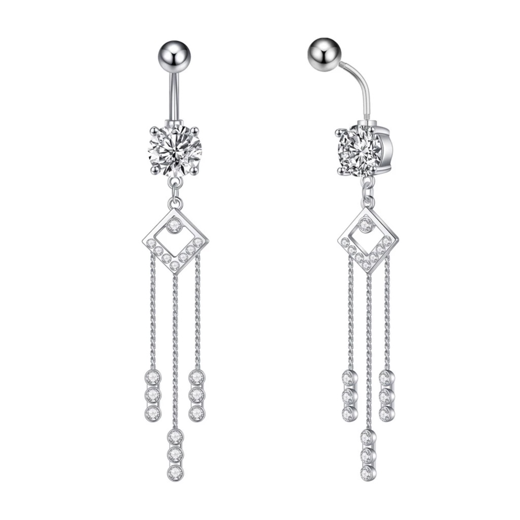 14k Gold Plated Diamond Belly Button Ring